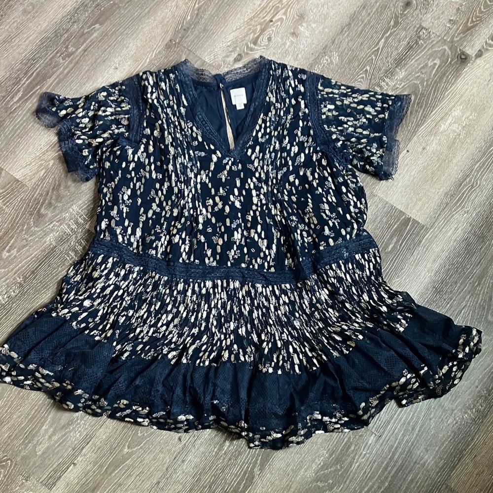 Anthropologie Maeve V-Neck Lurex Tiered Mini Dress. - Picture 10 of 16